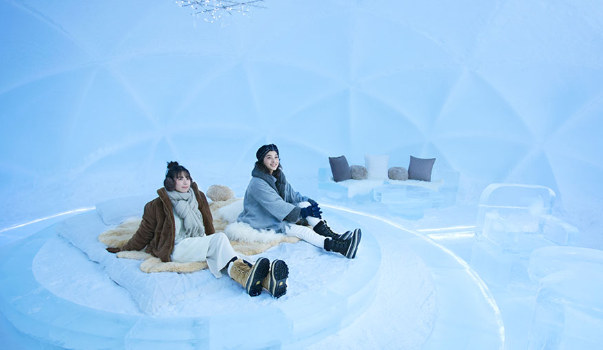 氷のホテルの室内の様子