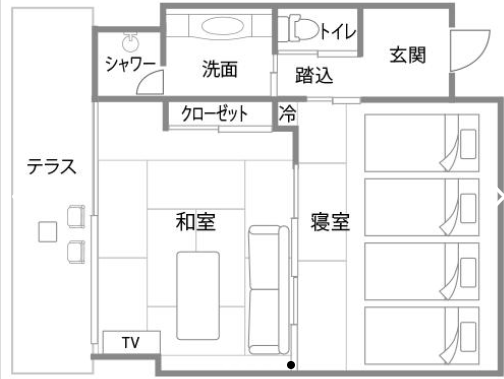 ４人部屋和室間取り