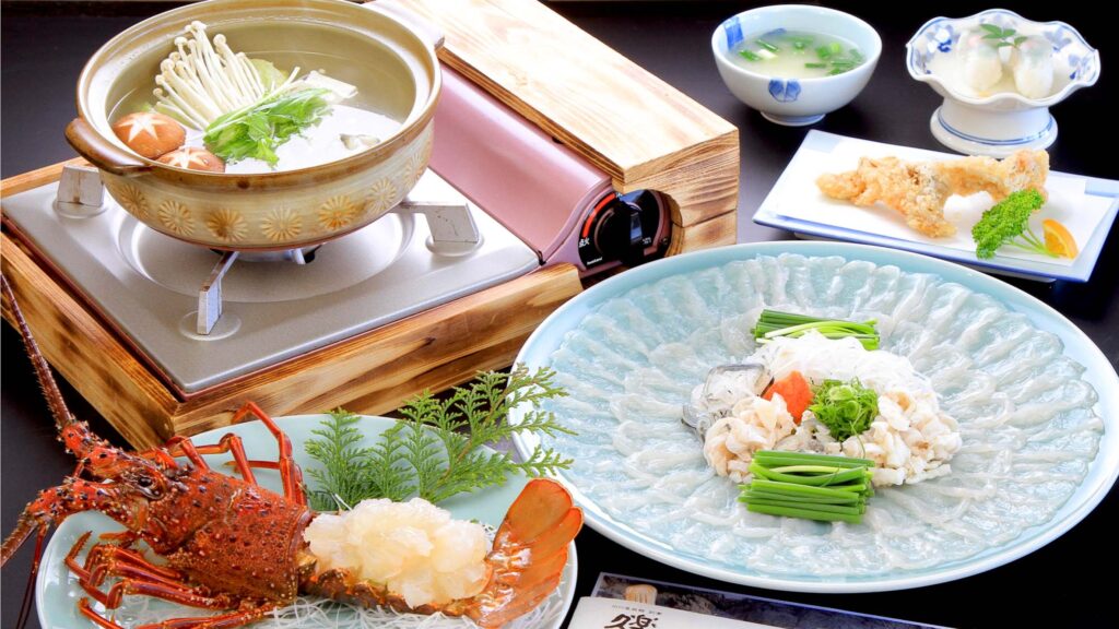 川口屋旅館別亭 ふぐ×伊勢海老のコース