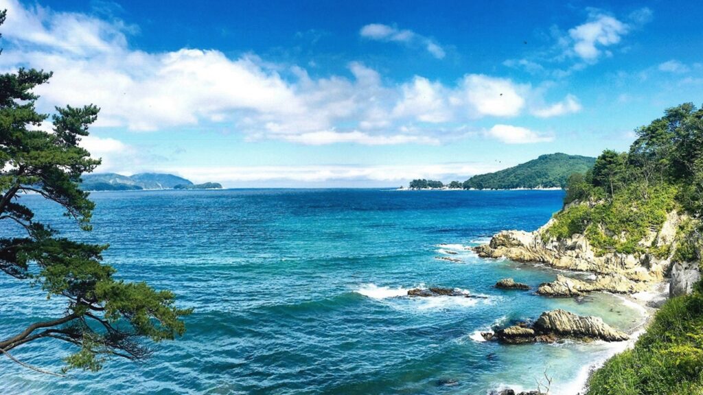 三陸花ホテル はまぎく前の浪板海岸